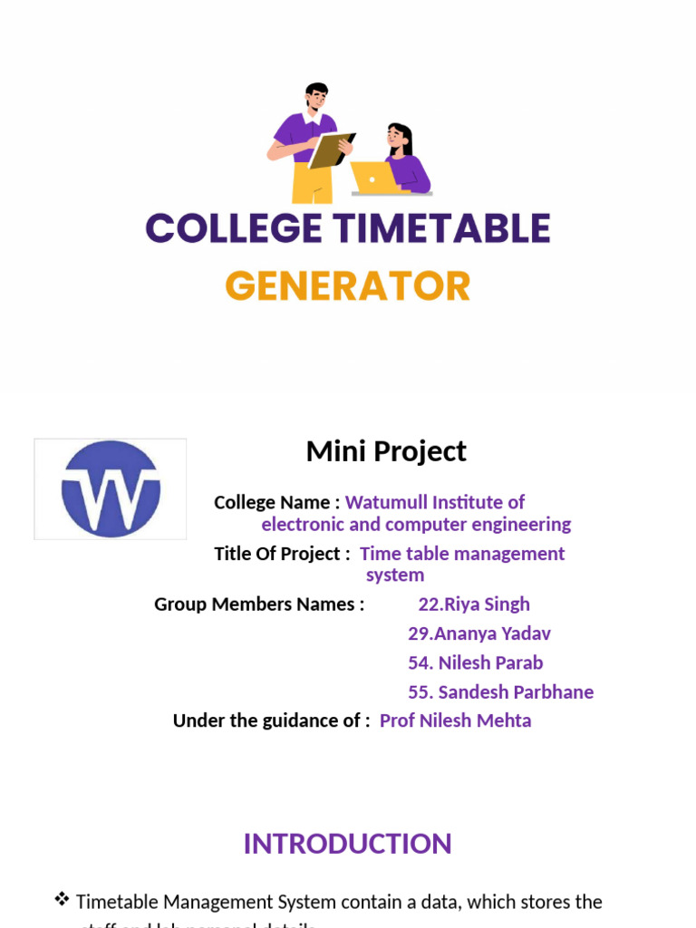 Timetable Management System Project | PDF