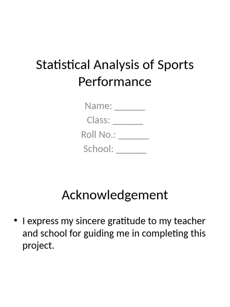 Sports Performance Statistical Analysis | PDF