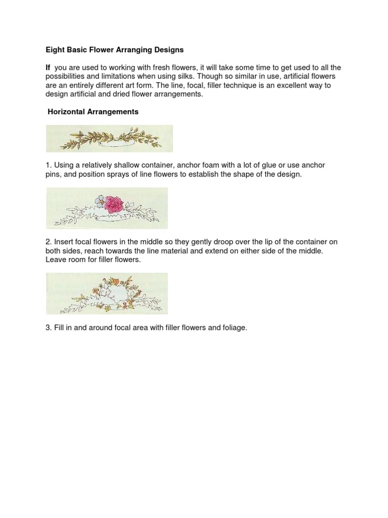 Eight Basic Flower Arranging Designs | PDF | Flowers | Foam