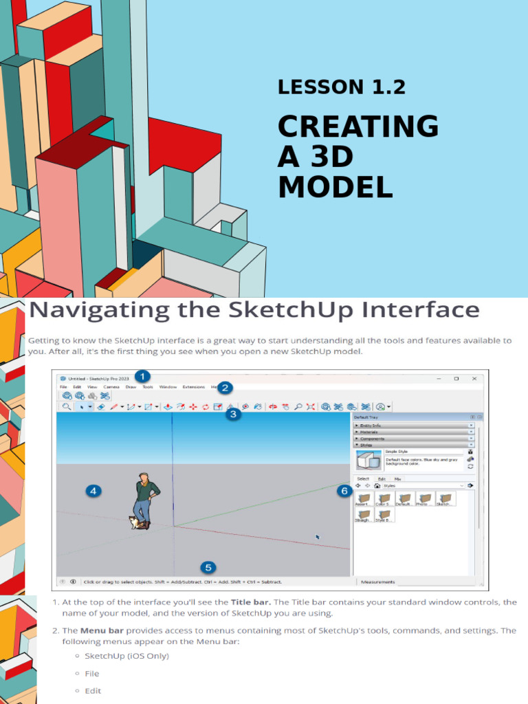 4f71b2a 31e1 73bc Ffd3 84d211f0de8 Lesson 1.2 Creating 3D Model | PDF