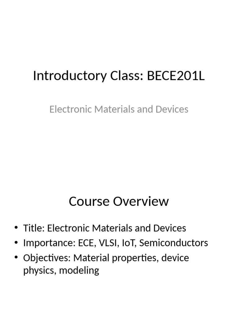 Electronic Materials & Devices Course | PDF