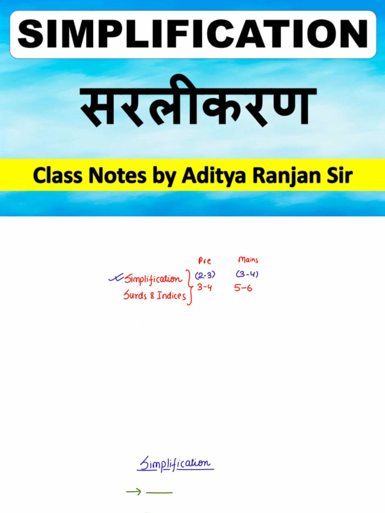 Simplification Class Notes MATHEMATICS SIMPLI 251202 100346 | PDF