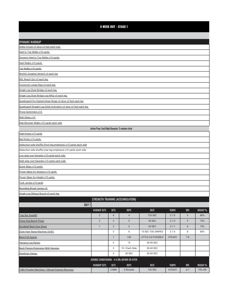 8-Week Strength and Conditioning Plan | PDF | Strength Training ...