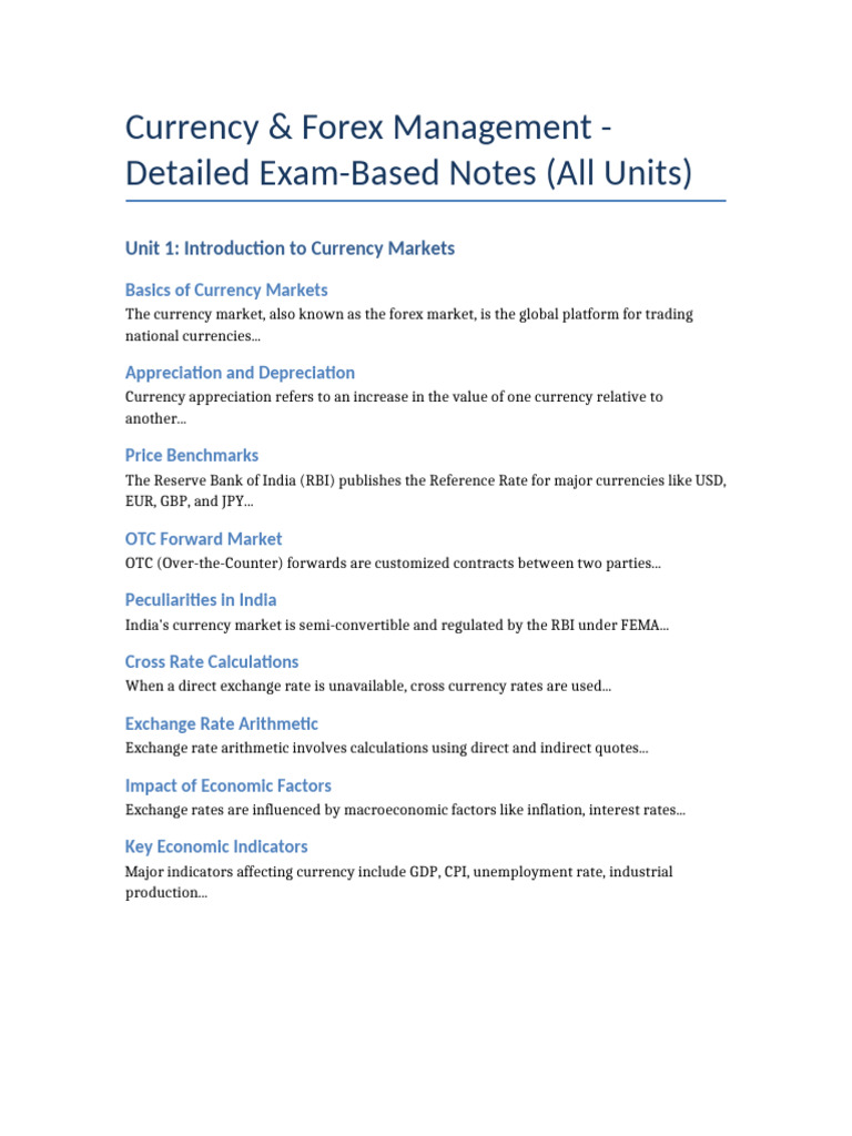 Currency & Forex Management Notes | PDF | Foreign Exchange Market ...