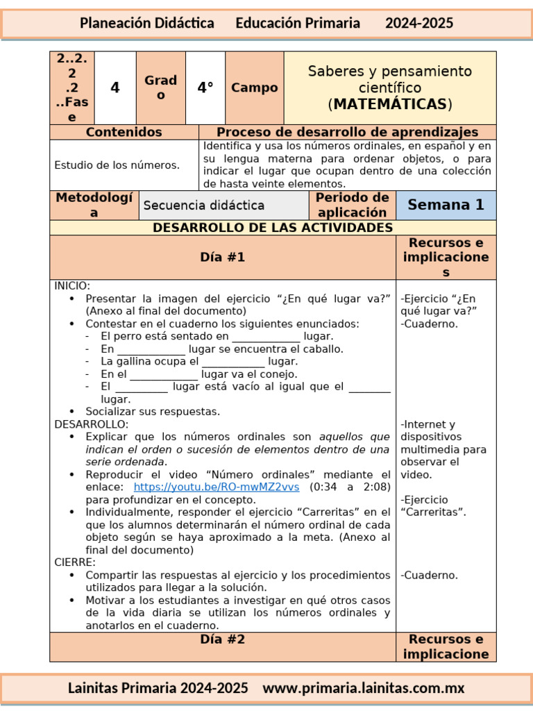 Planeación Didáctica Primaria 2024-2025 | PDF | Aprendizaje | Pensamiento