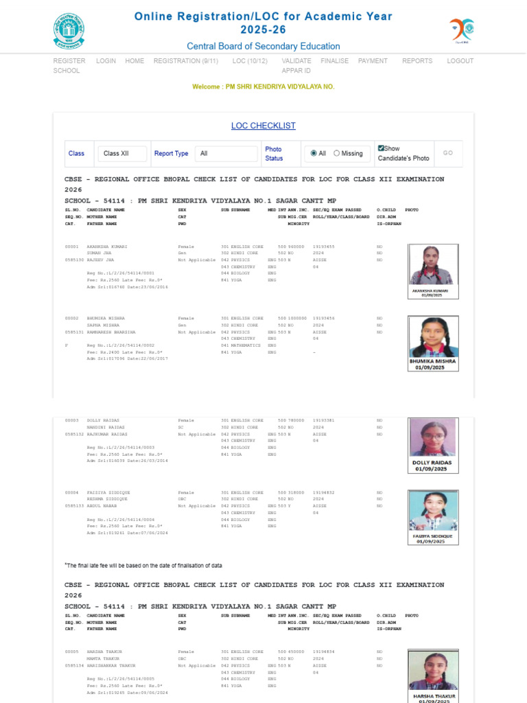 LOC Checklist for Class XII 2026 Candidates | PDF | Student Assessment ...