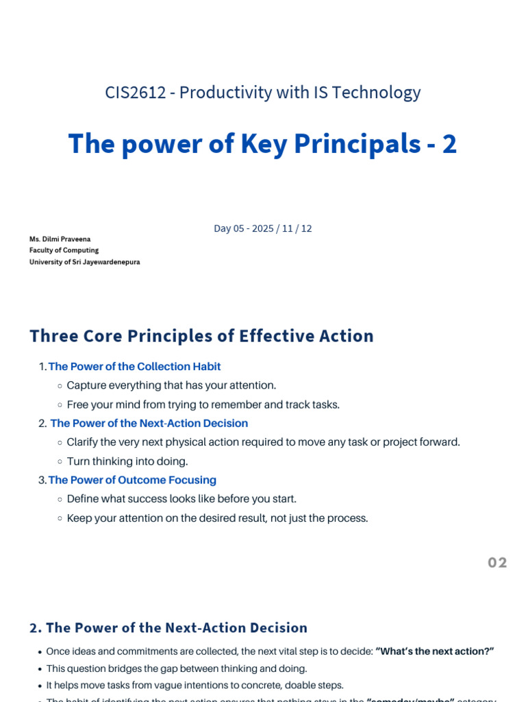 Mastering Productivity with Next Actions | PDF | Mind | Thought