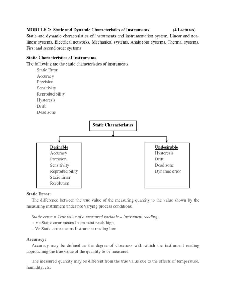 MODULE 2 - Static and Dynamic Characteristics of Instruments pdf1 | PDF ...