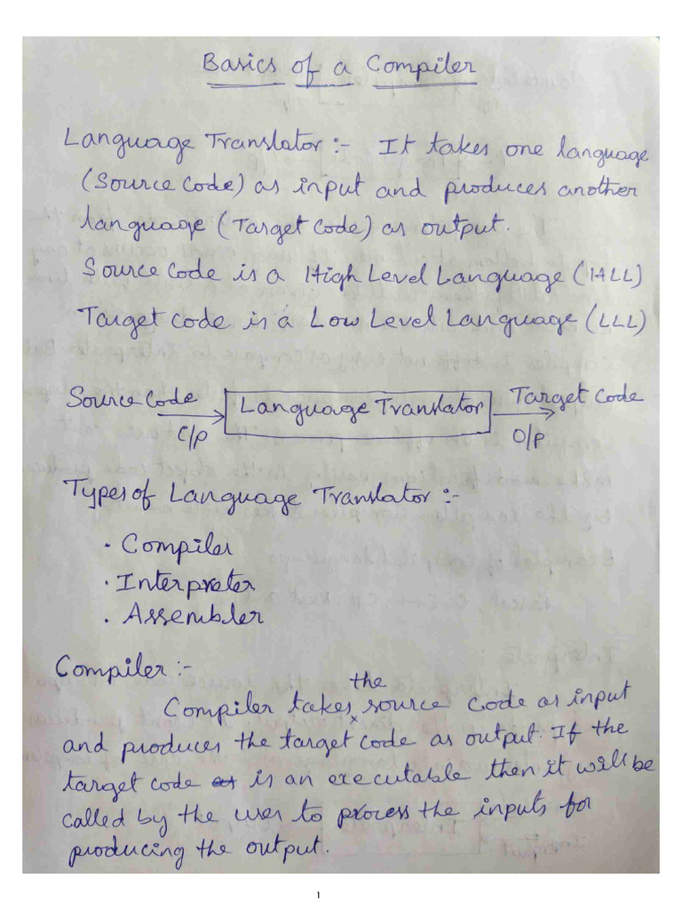 Basics of a Compiler | PDF