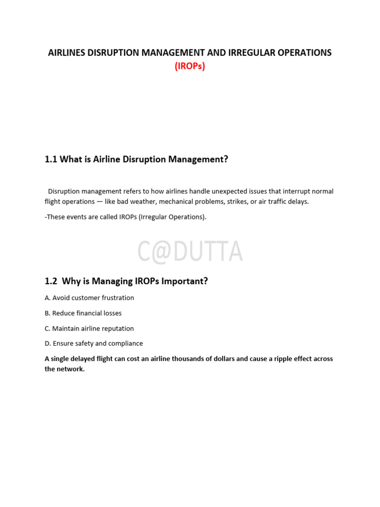 Airline IROP Management Strategies | PDF | Christopher C. Kraft Jr ...