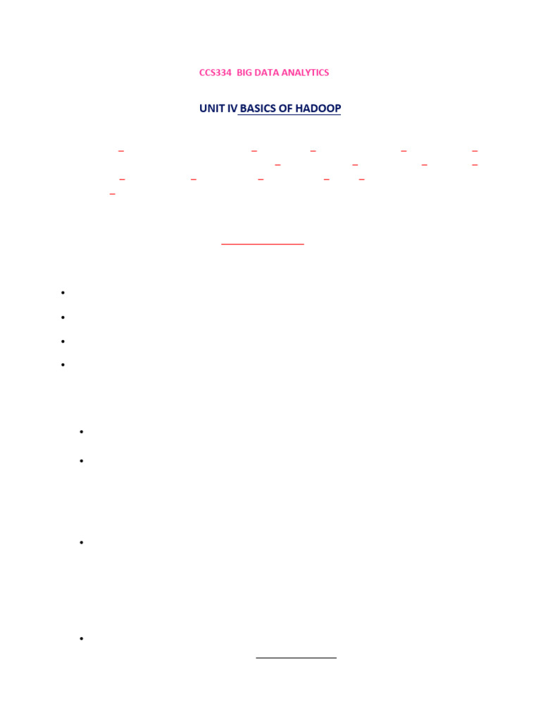 BDA-UNIT 4 -NOTES-1 | PDF | Apache Hadoop | Scalability