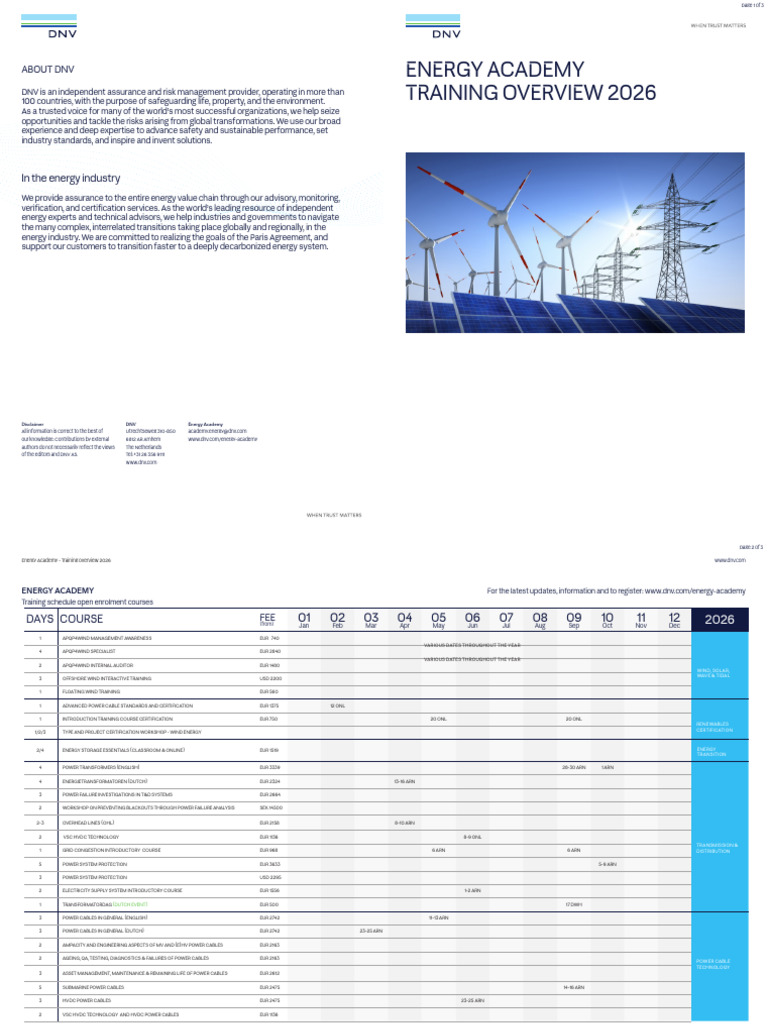 Energy Academy Training Overview 2026 | PDF | Wind Power | Electric Power