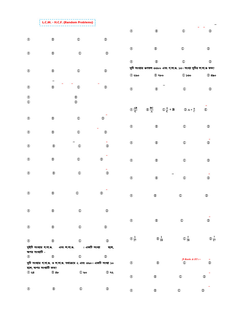 LCM and HCF Problem Set | PDF | Discrete Mathematics | Number Theory