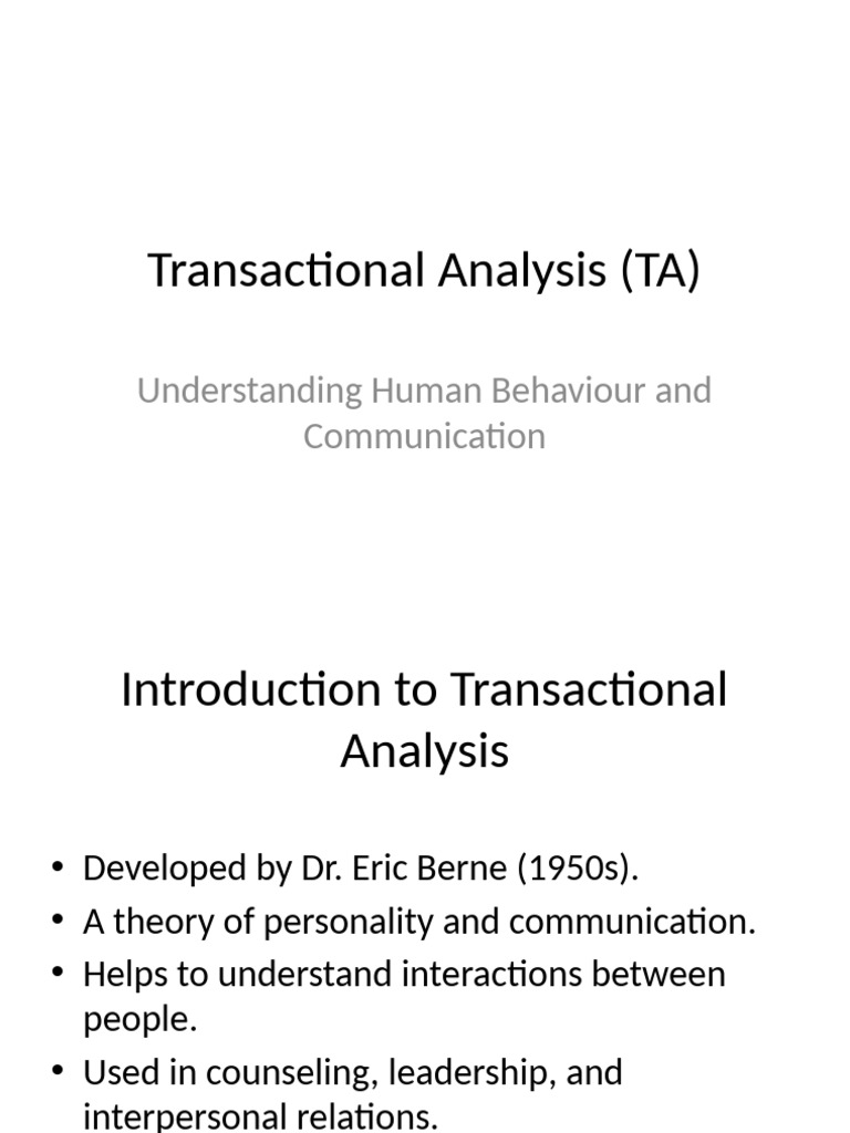 Understanding Transactional Analysis | PDF | Psychological Concepts ...