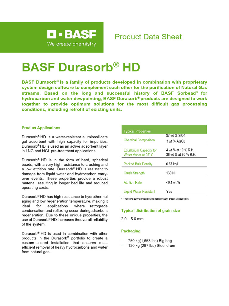 BASF Durasorb® HD Product Overview | PDF | Adsorption | Materials