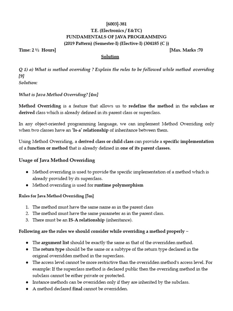 Java Solution for End Sem _May_June_2023 | PDF | Method (Computer ...