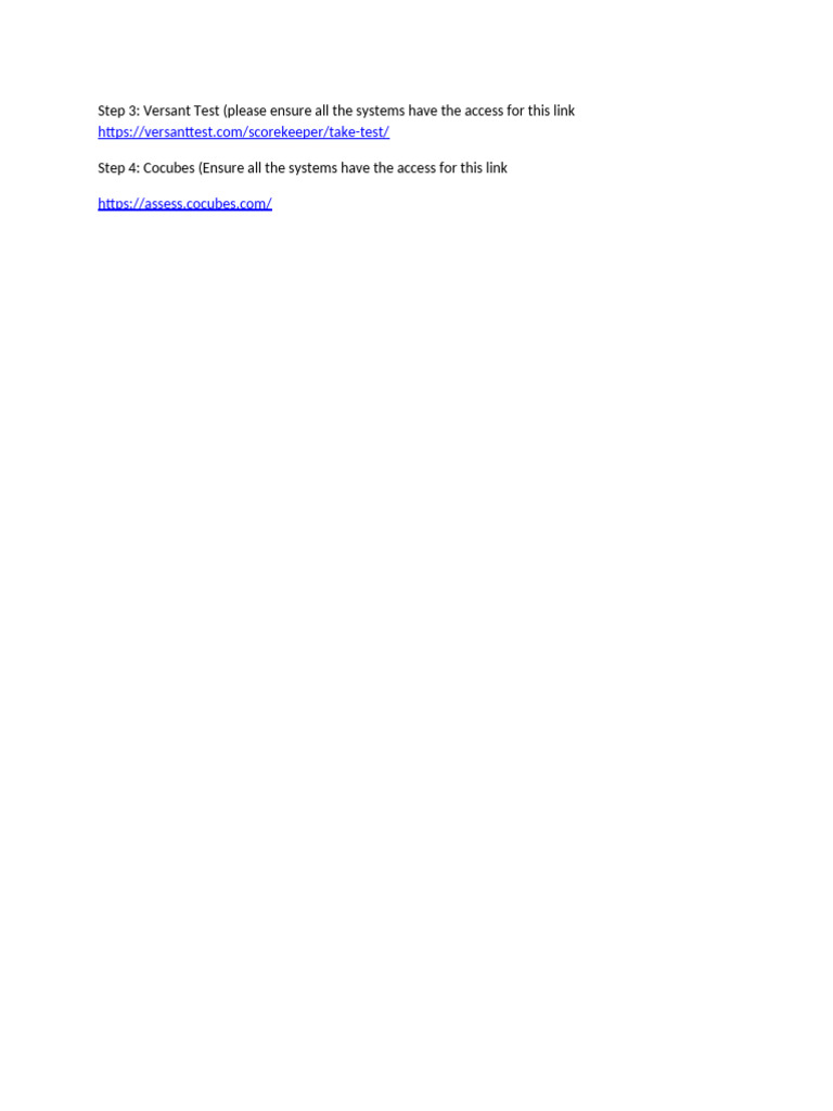 Accessing Versant and Cocubes Tests | PDF