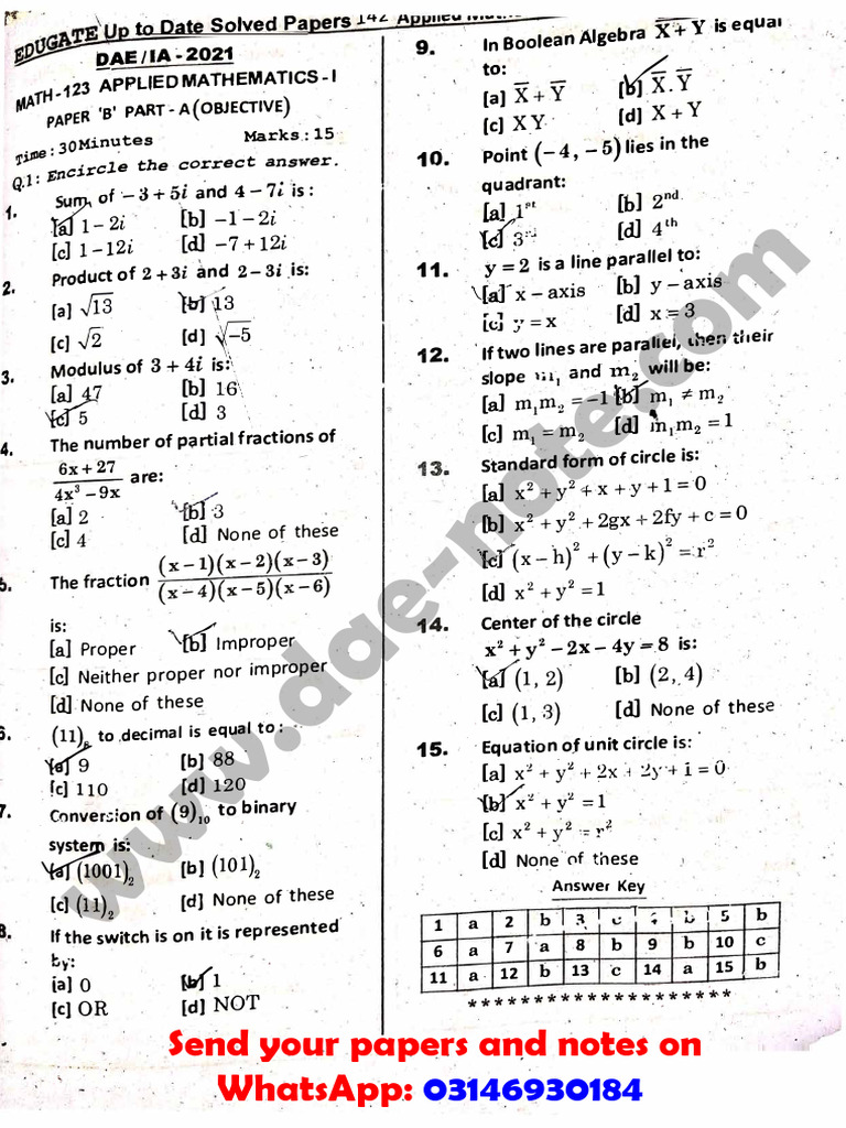 Applied Mathematics I Solved Papers | PDF | Circle | Mathematics
