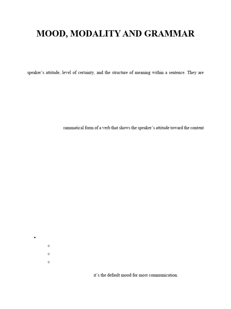 Understanding Mood and Modality in Grammar | PDF | Verb | Grammar