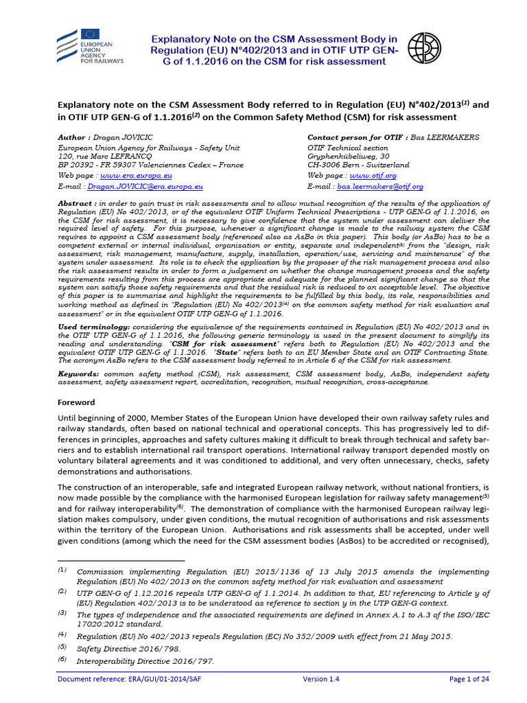 CSM Assessment Body Overview for Rail Safety | PDF | Risk | Risk Management