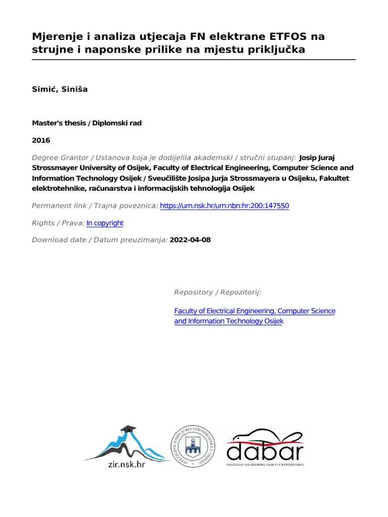 Simic Sinisa Etfos 2016 Diplo Sveuc | PDF