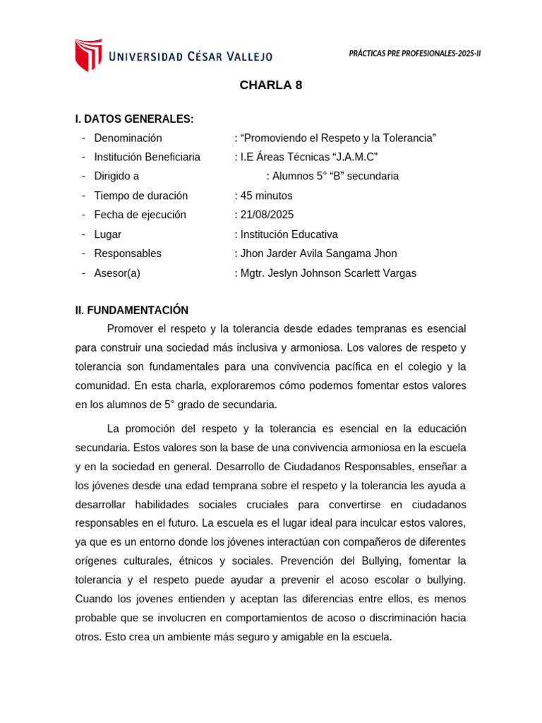 Fomentando Respeto y Tolerancia Escolar | PDF | Escuelas | Tolerancia