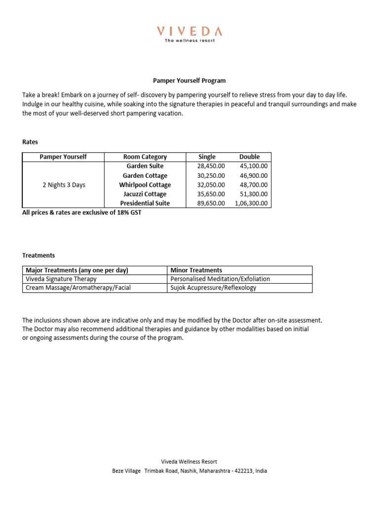 Pamper Yourself Program | PDF