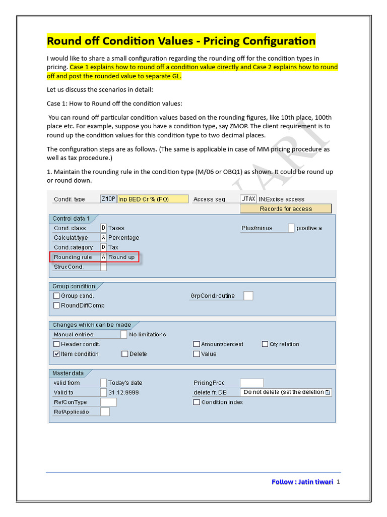 Rounding Off Condition Values in Pricing | PDF | Rounding
