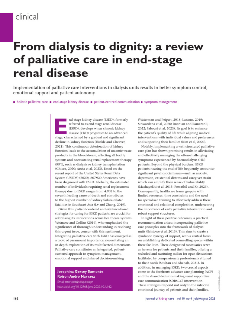 Palliative Care in End-Stage Kidney Disease | PDF | Nephrology | End Of ...