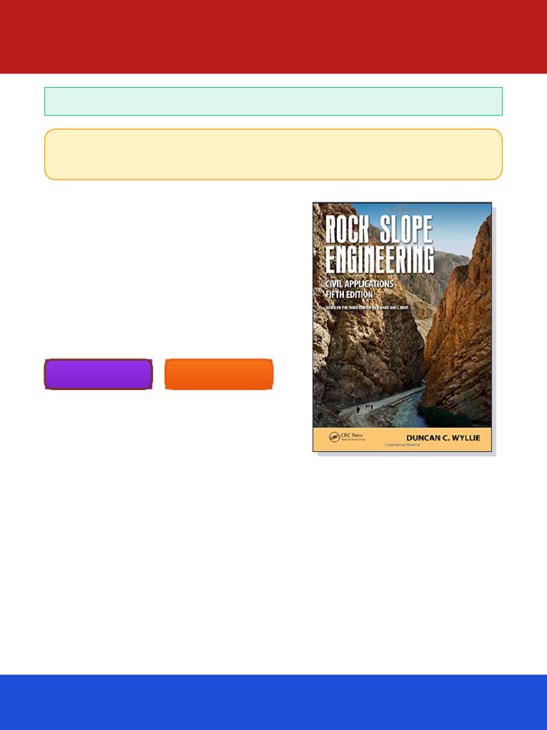 Rock Slope Engineering: Civil Applications, Fifth Edition Duncan C ...