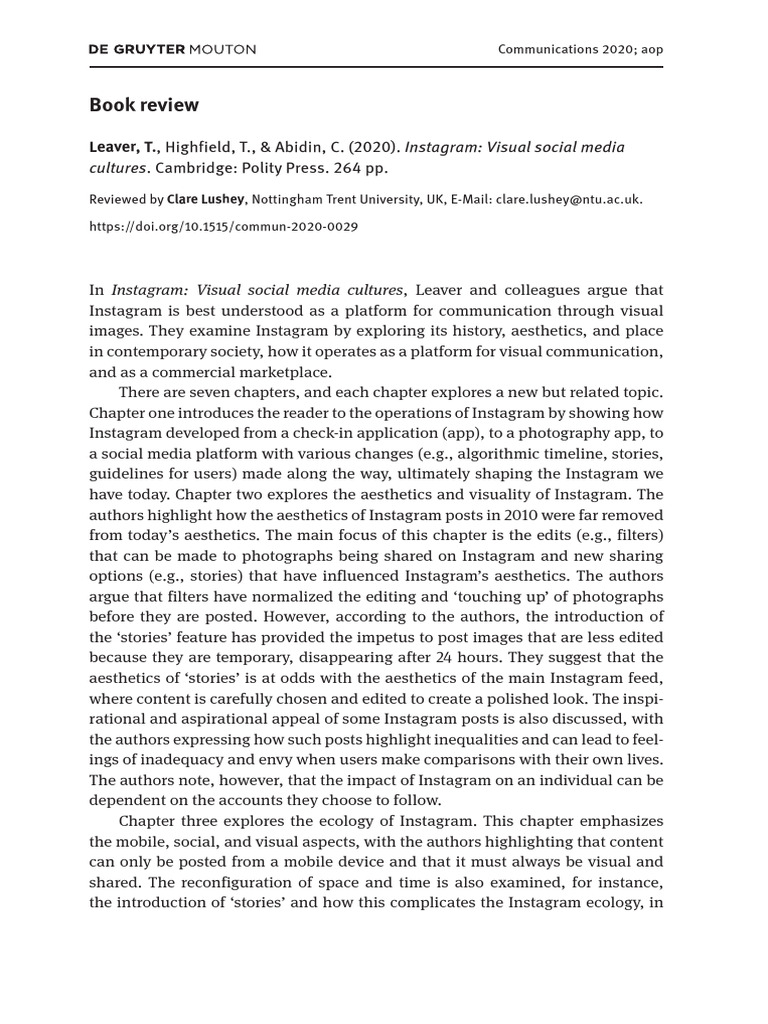 Instagram's Evolution as Visual Culture | PDF | Social Psychology ...