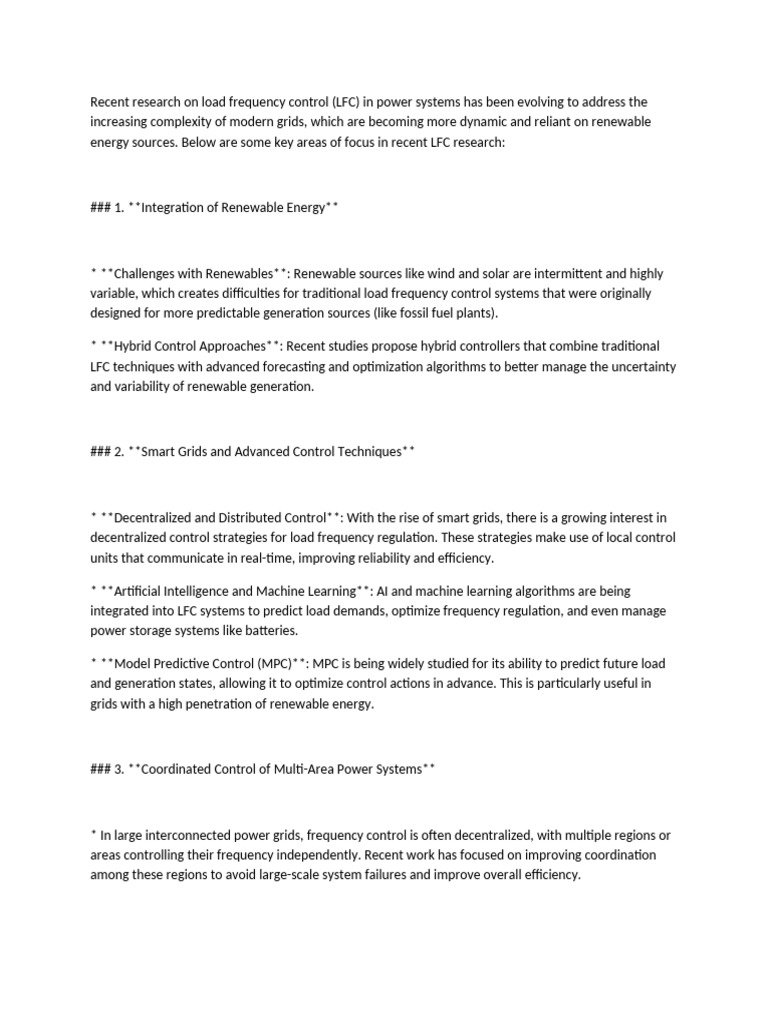 Recent Research On Load Frequency Control | PDF | Distributed ...