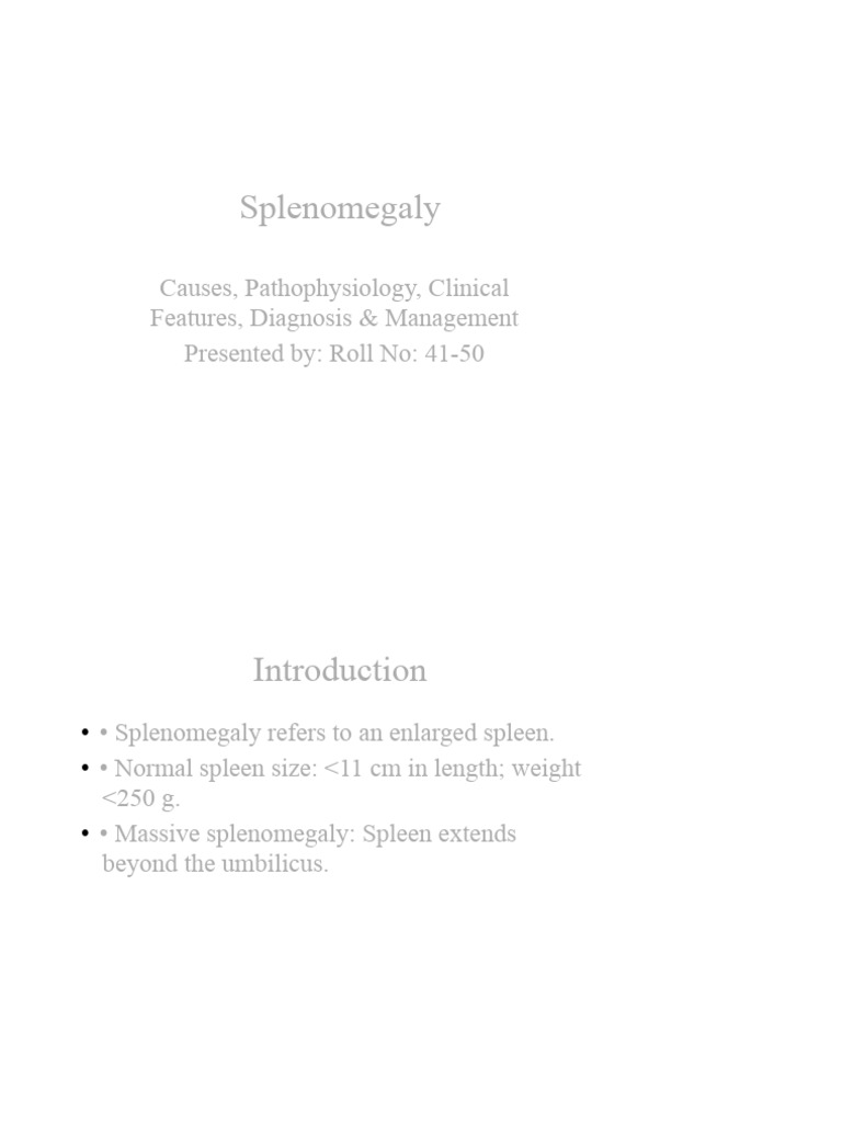 Splenomegaly: Causes and Management Guide | PDF