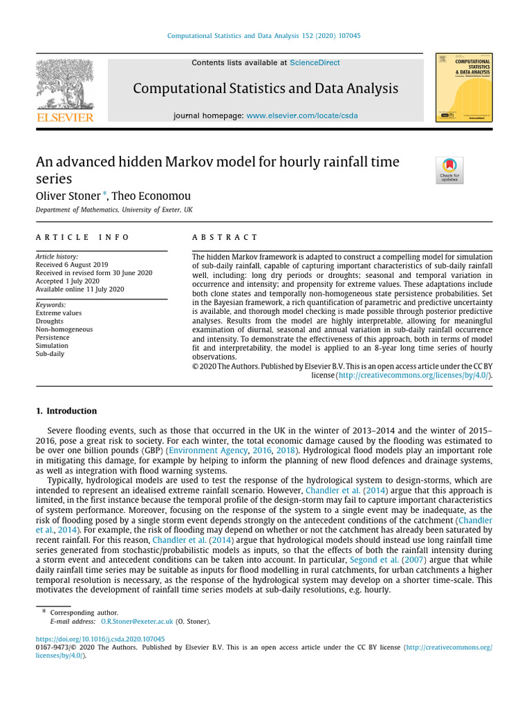 Advanced Hidden Markov Model for Rainfall | PDF | Time Series | Median