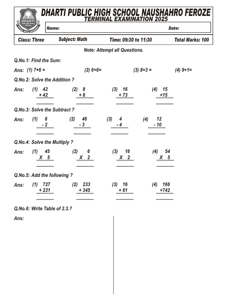 Math Paper | PDF | Mathematics | Arithmetic