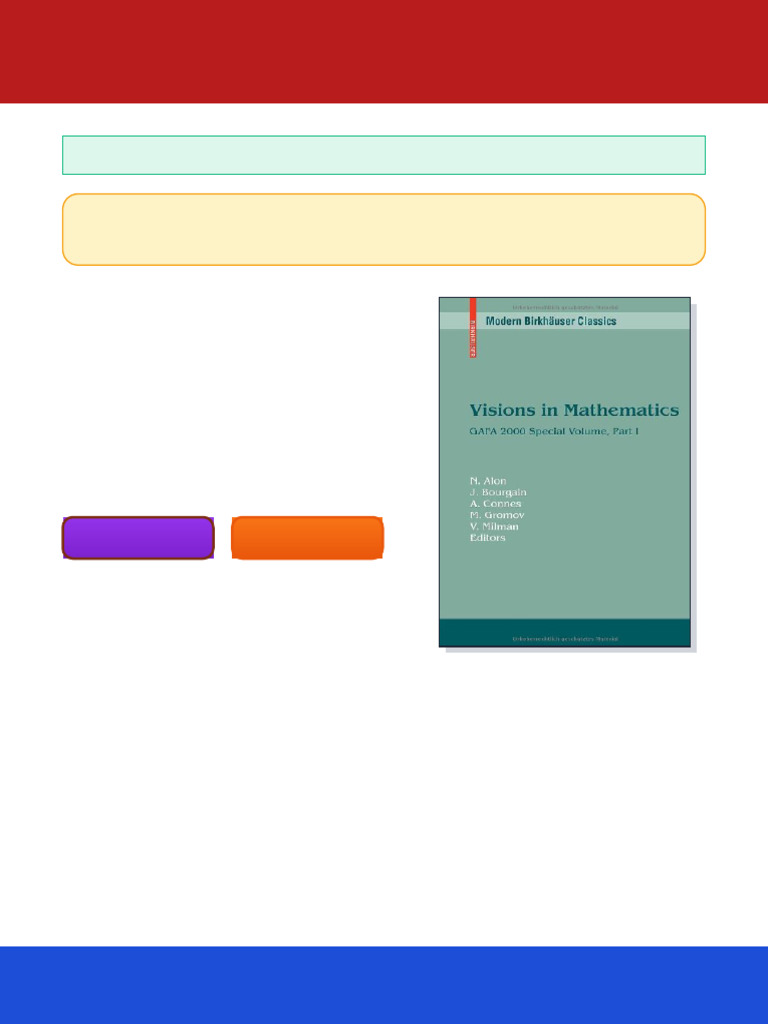 Visions in Mathematics GAFA 2000 Special Volume Part I PP 1 453 1st ...