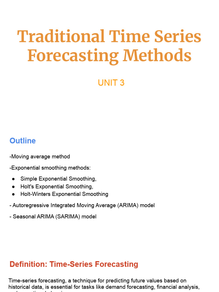 Unit 3 | PDF | Forecasting | Seasonality