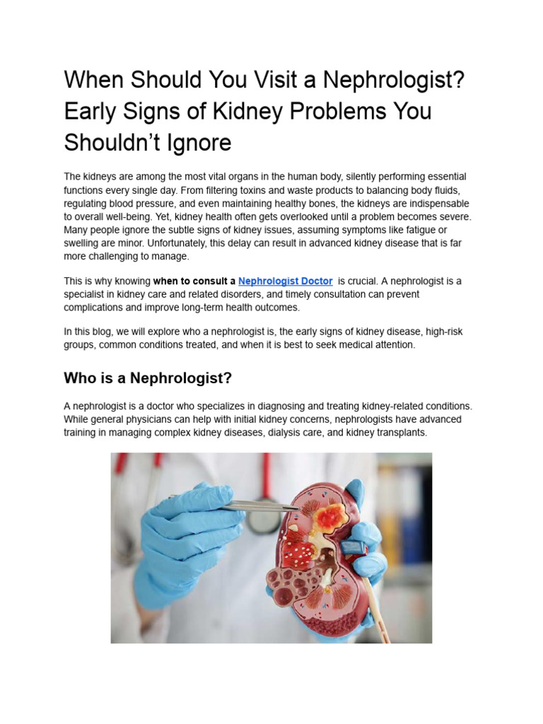 When to See a Nephrologist for Kidney Health | PDF | Chronic Kidney ...