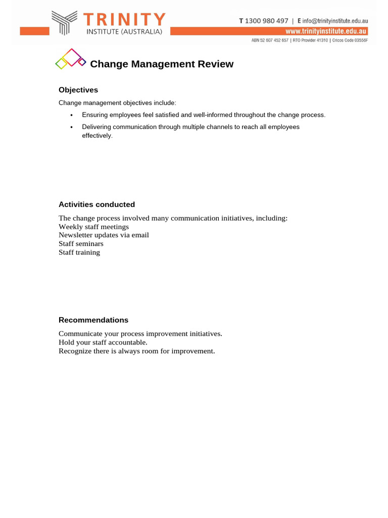 Change Management Review Template | PDF