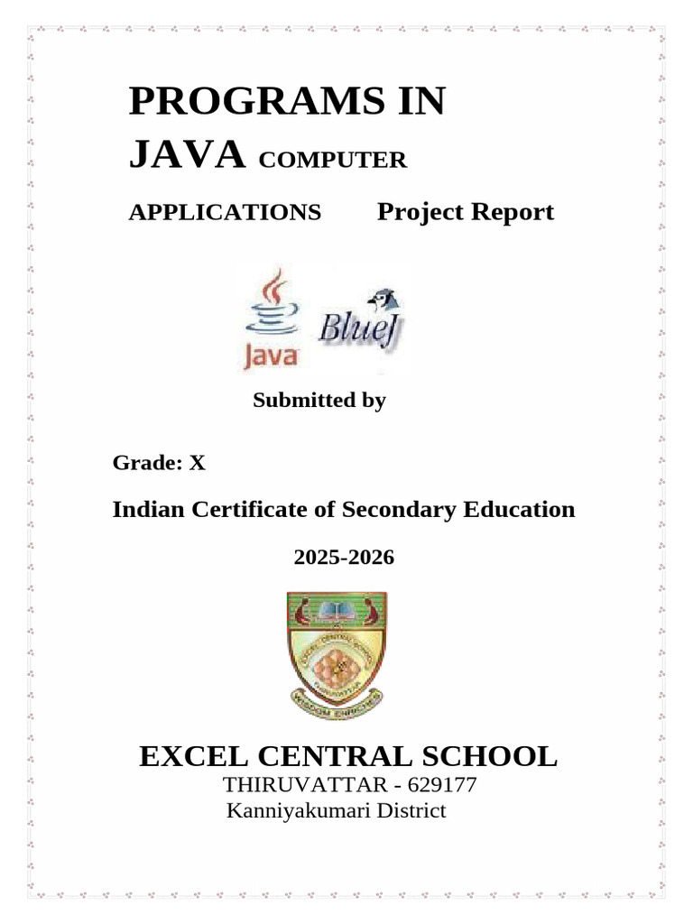 Java Programs for ICSE Project Report | PDF | String (Computer Science ...