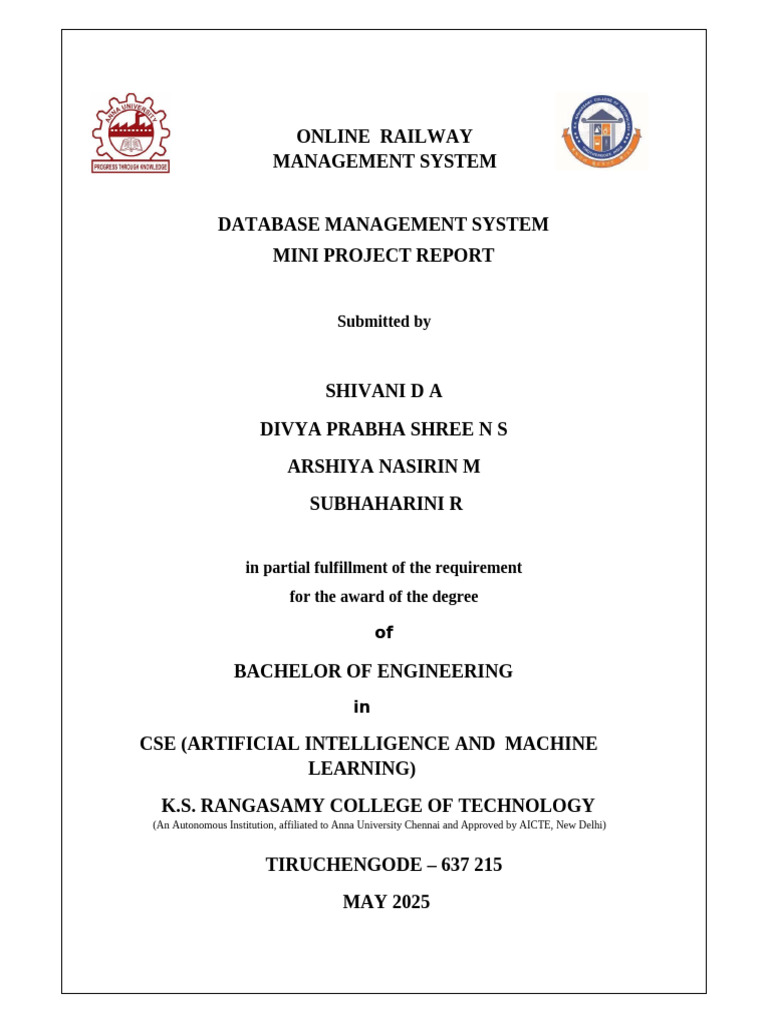 DBMS_miniproj(1)[1] | PDF | Data | Databases
