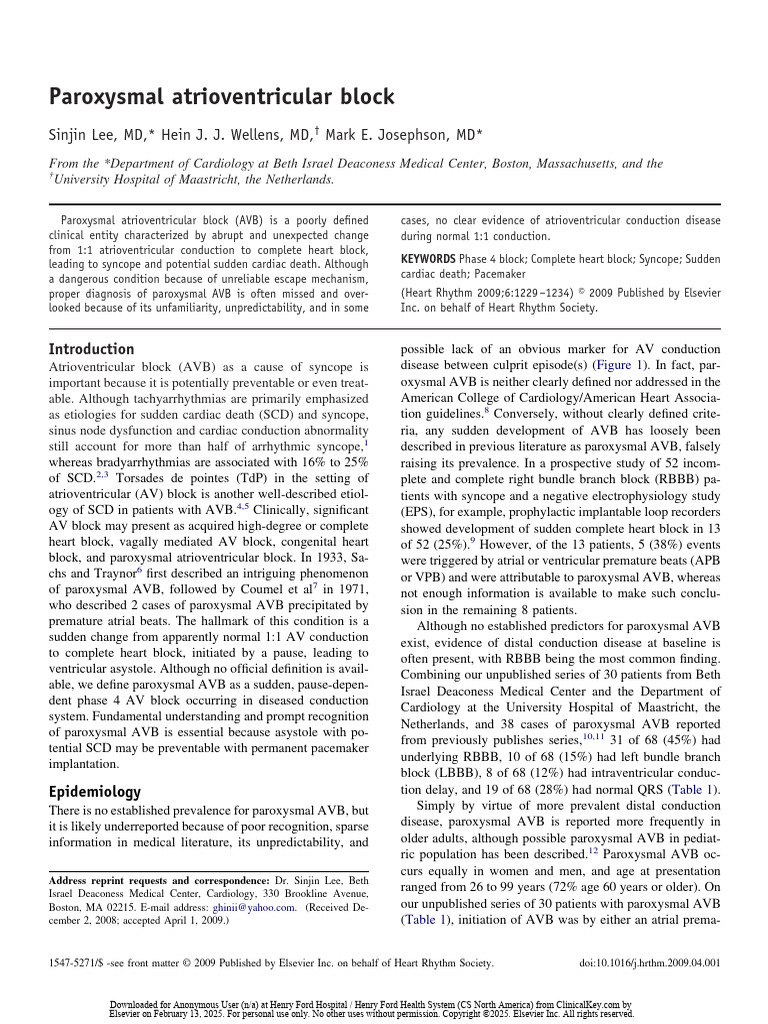 Understanding Paroxysmal AV Block | PDF | Electrocardiography | Heart