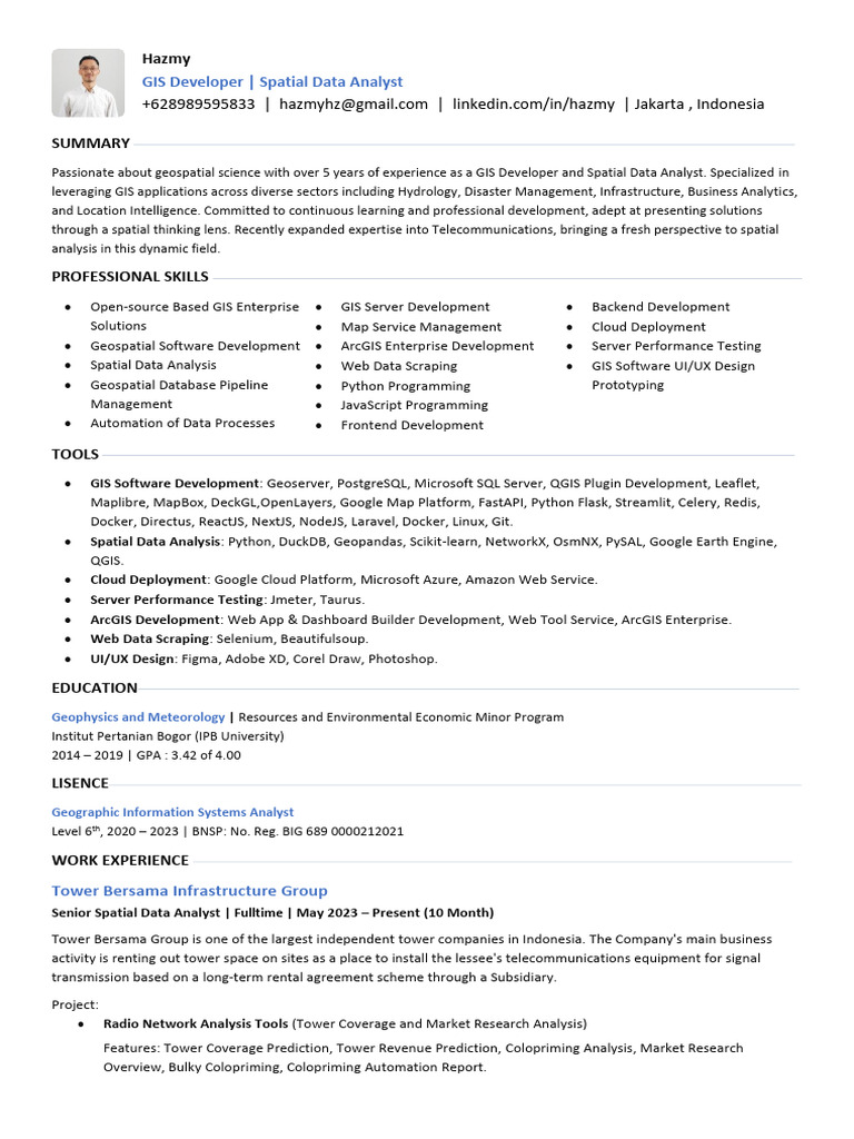 GIS Developer & Spatial Analyst Profile | PDF | Geographic Information ...