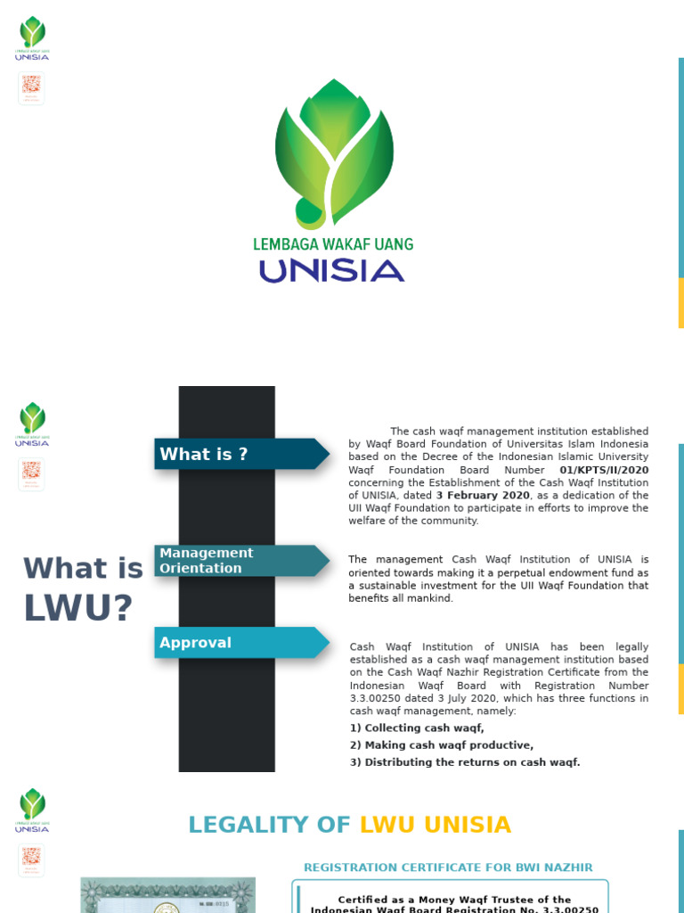 Profile LWU in English | PDF | Financial Endowment | Islamic Jurisprudence