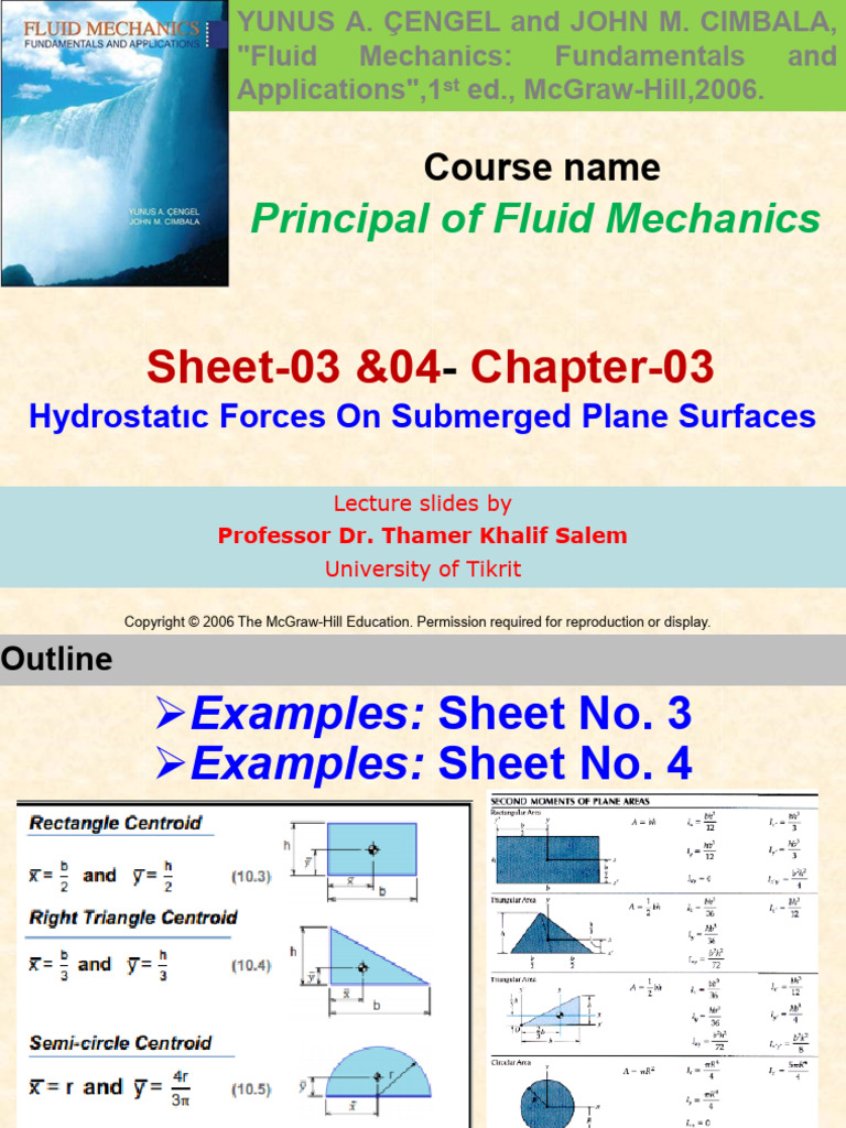 Hydrostatic Forces on Submerged Surfaces | PDF