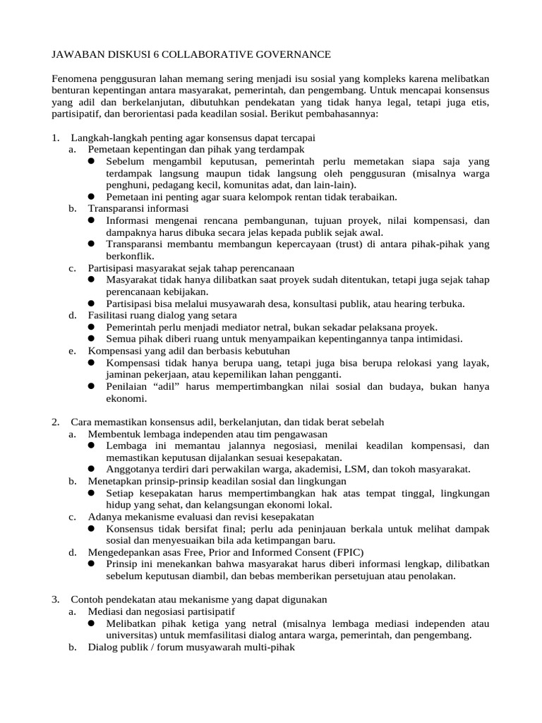Jawaban Diskusi 6 Collaborative Governance | PDF