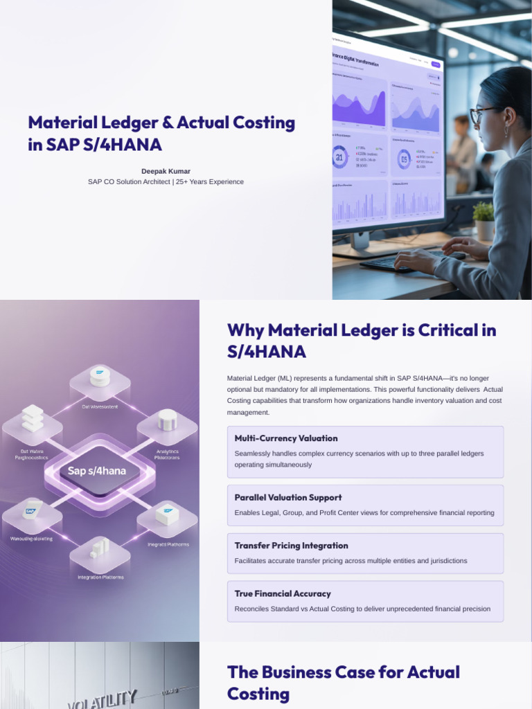 Material Ledger & Actual Costing in SAP | PDF | Valuation (Finance ...