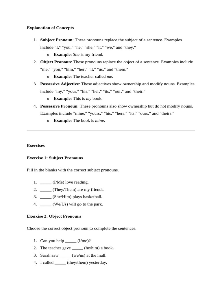 Understanding Pronouns and Their Uses | PDF | Pronoun | Noun