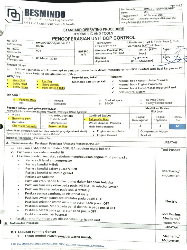 8 Pengoperasian Bop Control | PDF
