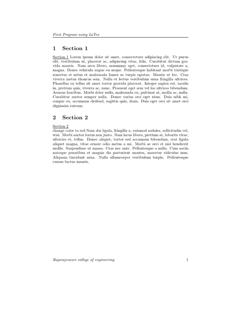 1 Section 1: First Program Using Latex | PDF